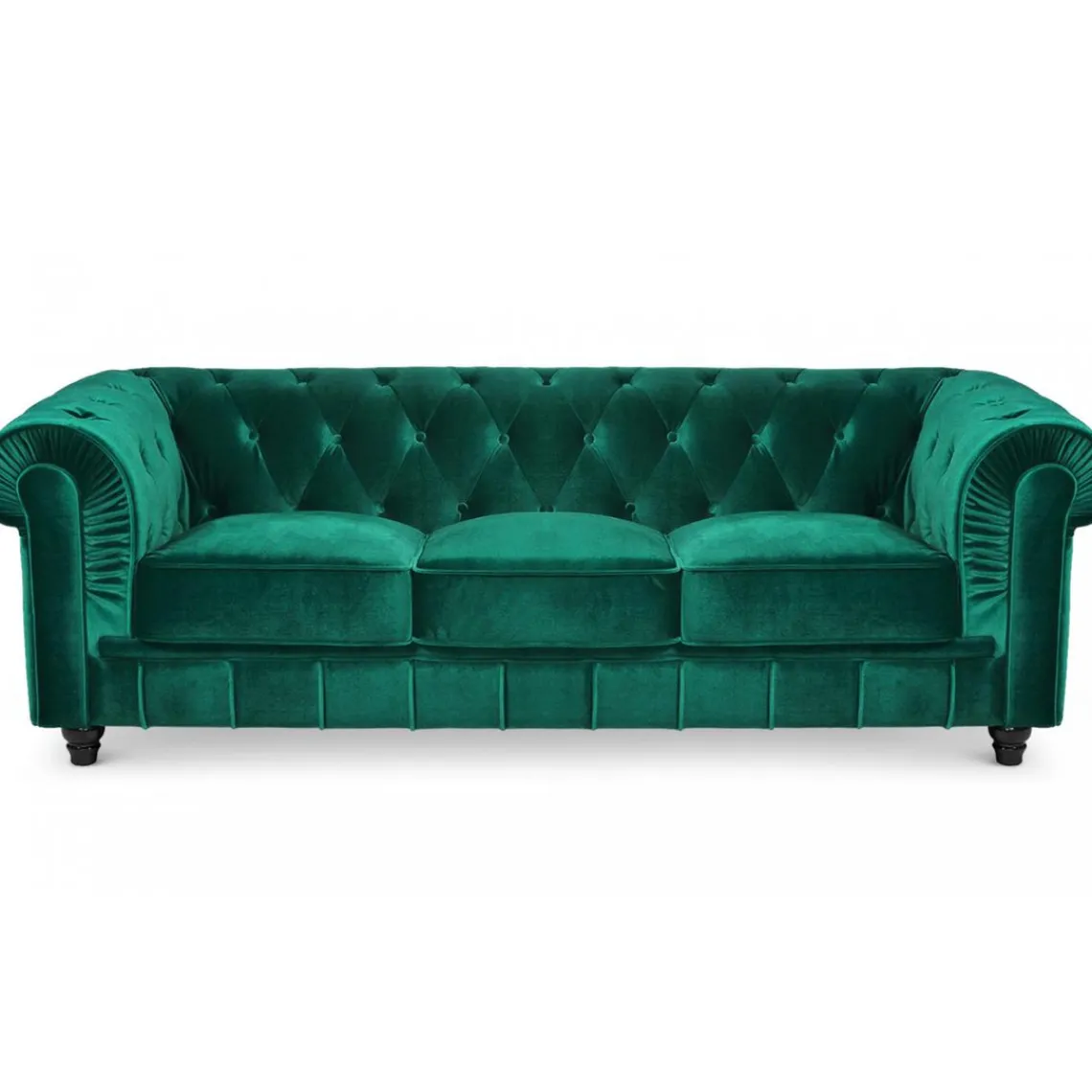 3S. x Home Grand Canapé Chesterfield 3 places Velours Vert ANGOL Clearance