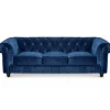 3S. x Home Grand Canapé Chesterfield 3 places Velours Bleu Online