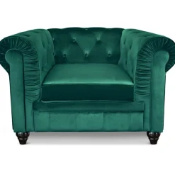3S. x Home Grand fauteuil Velours ANGOL Vert Discount