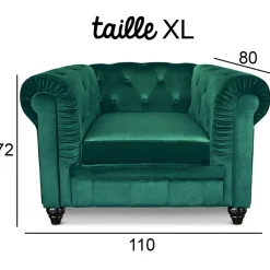 3S. x Home Grand fauteuil Velours ANGOL Vert Discount
