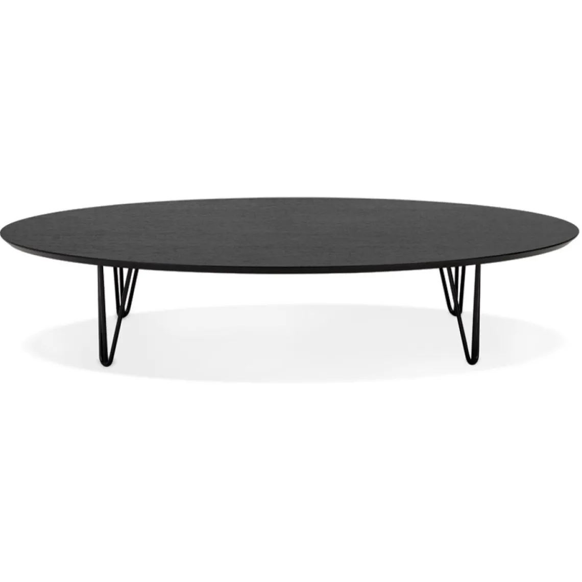 ALTEREGO Grande table basse de salon 'ELYPSE' en bois et métal noir Discount