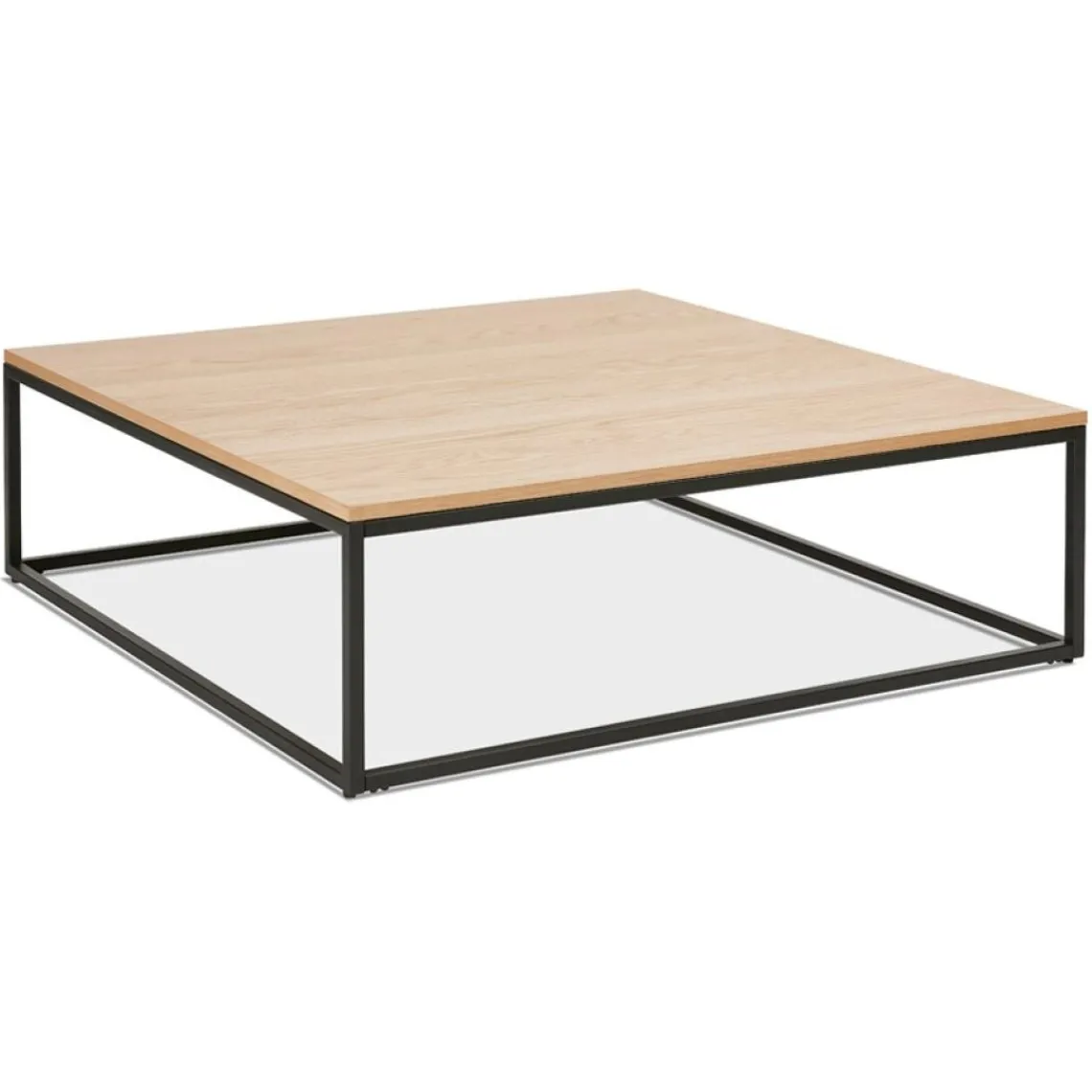ALTEREGO Grande table basse style industriel 'TRIBECA' en bois finition naturelle et métal noir Sale