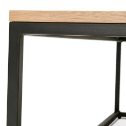 ALTEREGO Grande table basse style industriel 'TRIBECA' en bois finition naturelle et métal noir Sale
