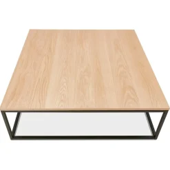 ALTEREGO Grande table basse style industriel 'TRIBECA' en bois finition naturelle et métal noir Sale