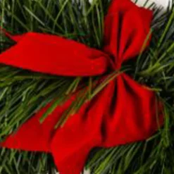 3S. x Home Guirlande de Noël verte noeuds rouge en plastique Sale