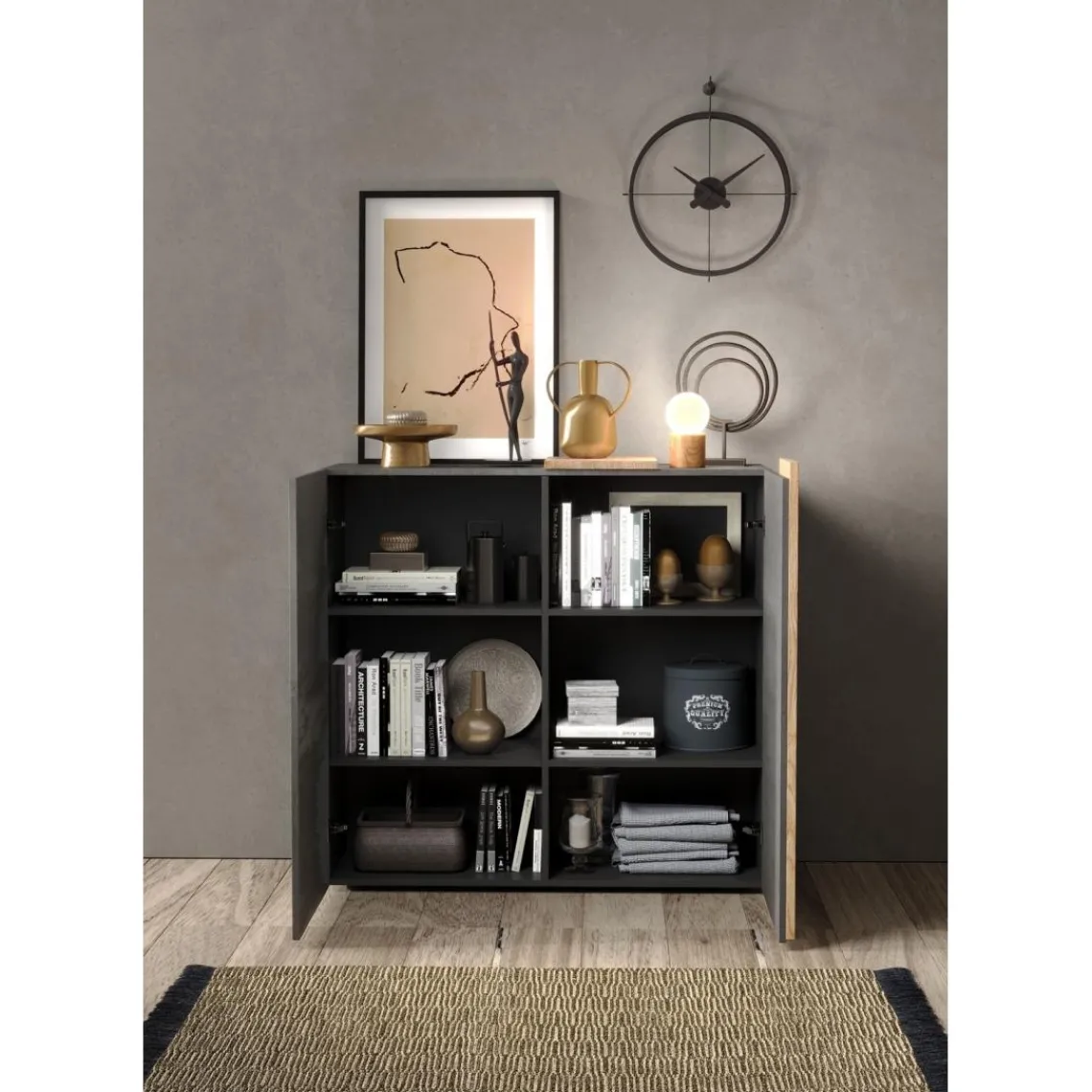 3S. x Home Highboard 2 portes en panneaux de particules Clearance
