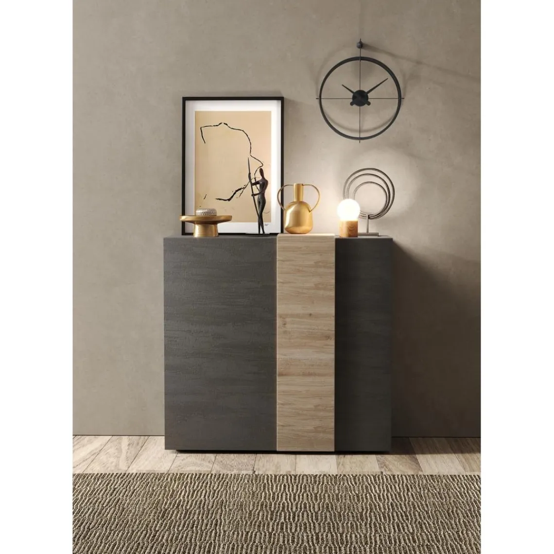 3S. x Home Highboard 2 portes en panneaux de particules Clearance