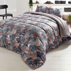 Becquet Housse de couette légère DÉCO DOUBLE FACE CO.PANTERA motif panthère bleu 200G New