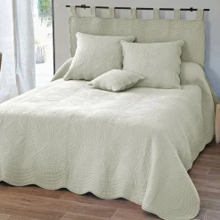 Becquet Housse de coussin, housse oreiller boutis en coton BAILLARGUES - écru Discount