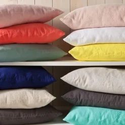 3S. x Collection (Nos Imprimés) Housse de coussin lin lavé - jaune Hot