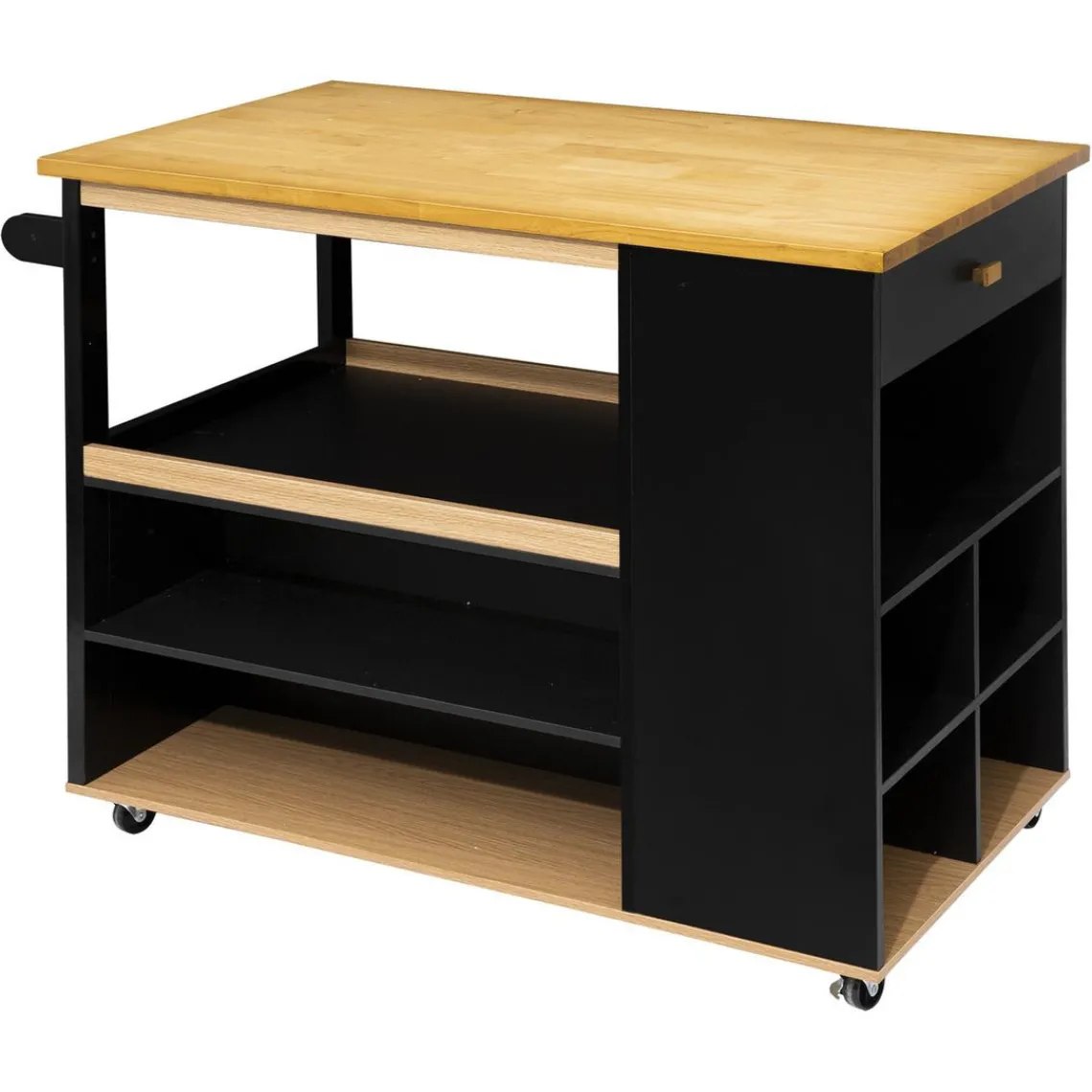 3S. x Home Ilot de cuisine à roulettes bois noir Online