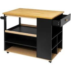 3S. x Home Ilot de cuisine à roulettes bois noir Online