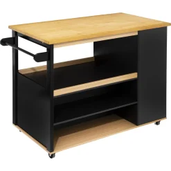 3S. x Home Ilot de cuisine à roulettes bois noir Online