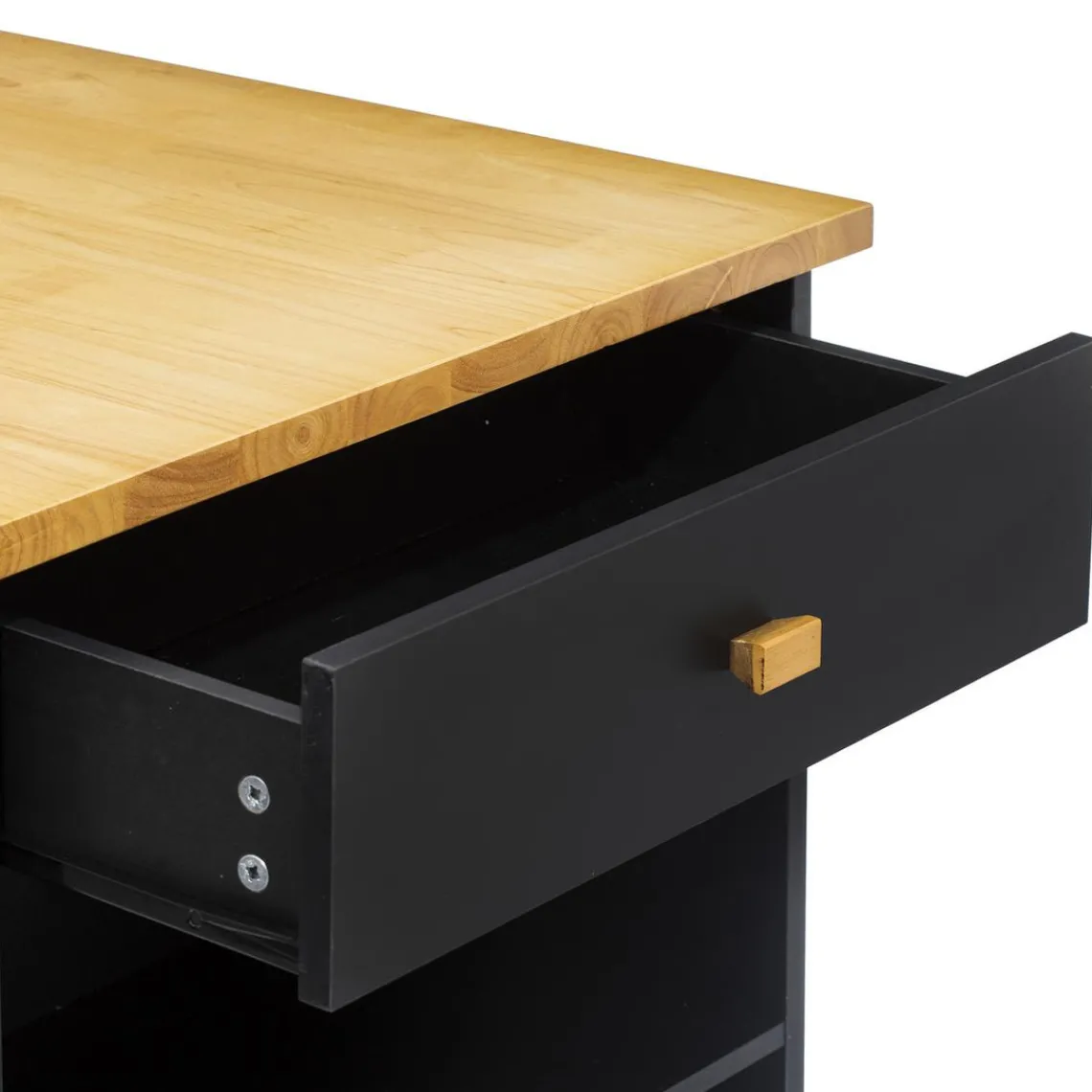 3S. x Home Ilot de cuisine à roulettes bois noir Online