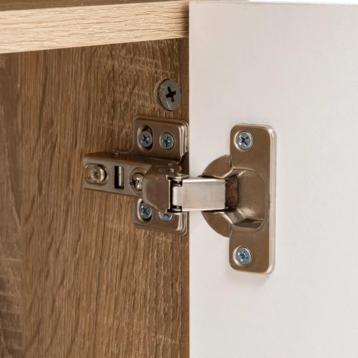 3S. x Home Ilot de cuisine effet bois naturel blanc Best