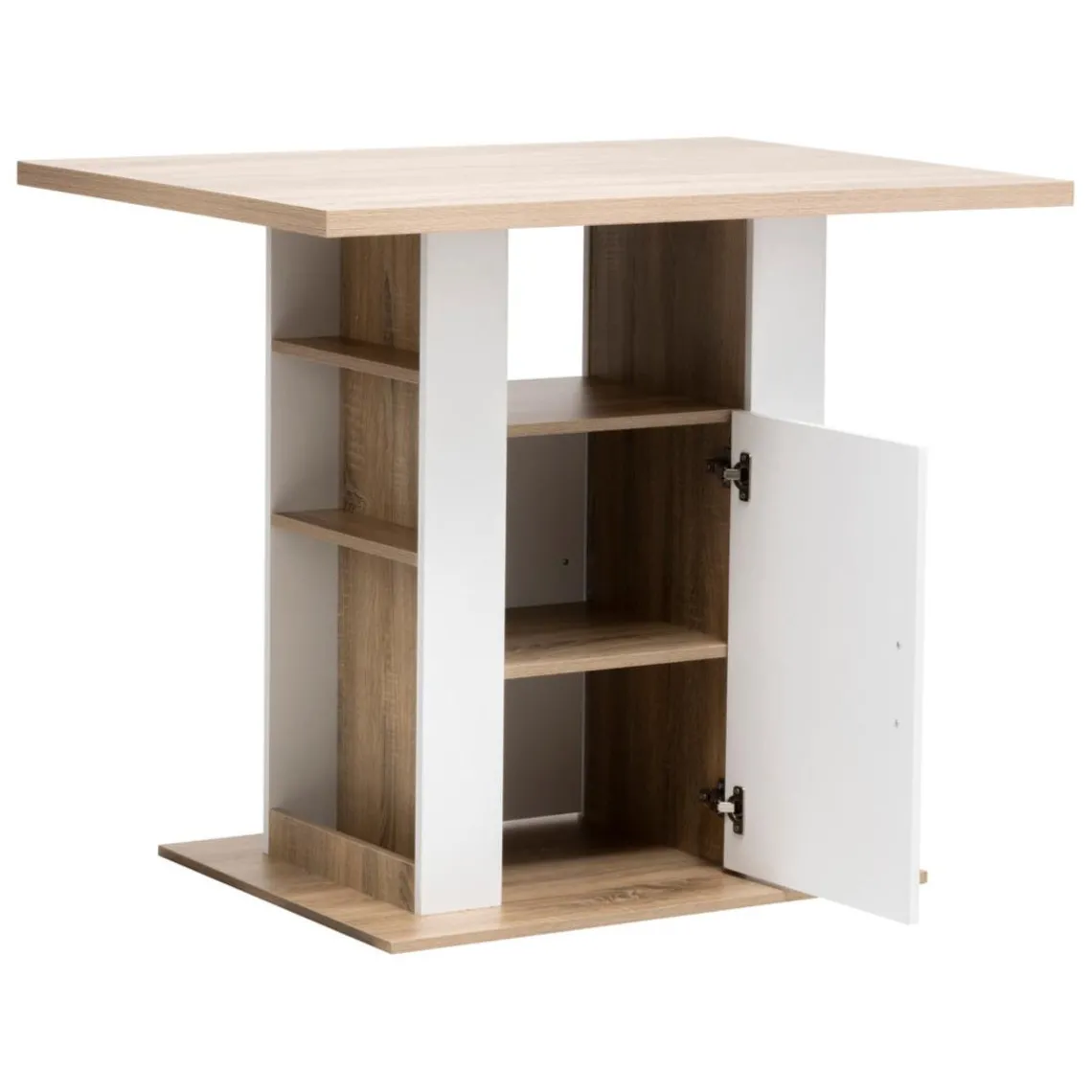 3S. x Home Ilot de cuisine effet bois naturel blanc Best