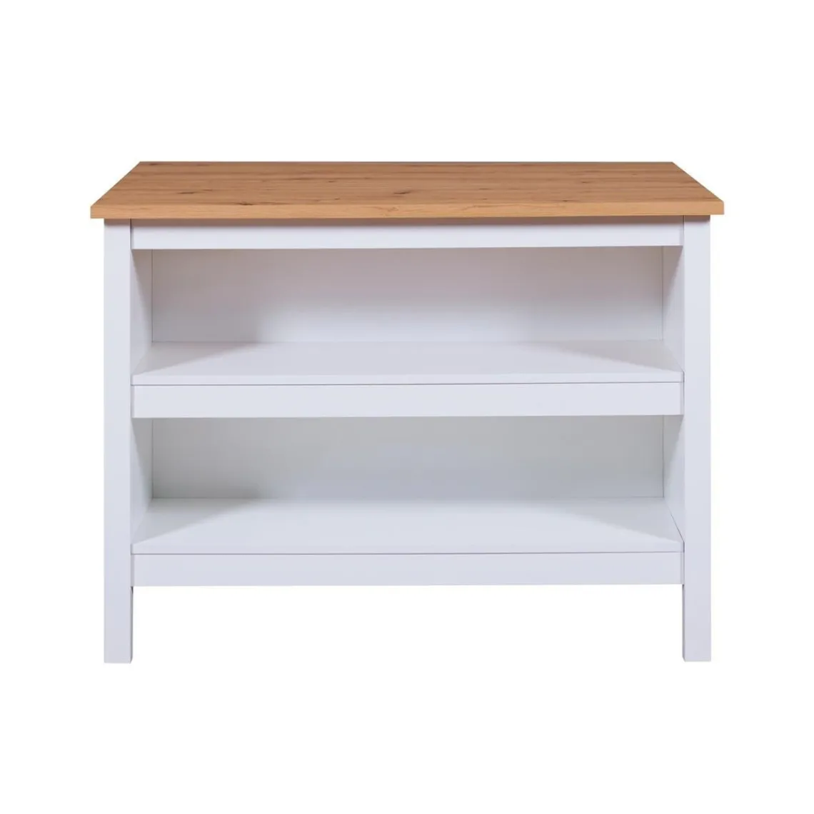 3S. x Home Ilot de cuisine JULINA blanc / Chêne Artisan Online