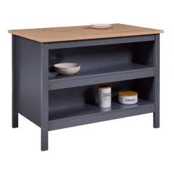 3S. x Home Ilot de cuisine NELLINA gris / Chêne Artisan Clearance