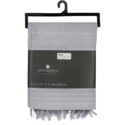 3S. x Home Jeté de lit en coton 160x220 - gris clair Discount