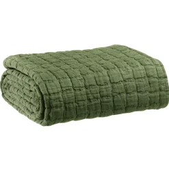 Maison Vivaraise Jeté de lit Swami Olive Discount