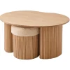 3S. x Home La set ARVIKA combinant une table basse et 2 poufs style scandinave New