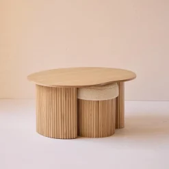 3S. x Home La set ARVIKA combinant une table basse et 2 poufs style scandinave New