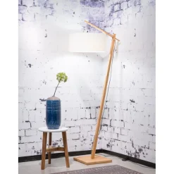 Good & Mojo Lampadaire Abat-jour Bambou Naturel Blanc ANDES Clearance