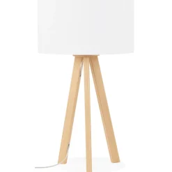 ALTEREGO Lampe à poser trepied 'SPRING MINI' avec abat-jour blanc style scandinave Sale