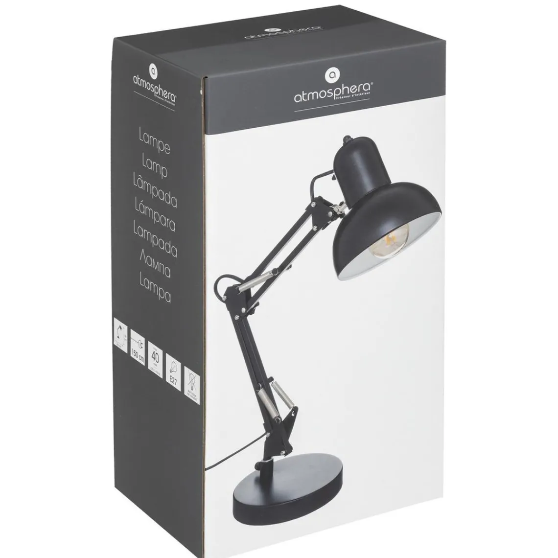 3S. x Home Lampe arc Bren noir H55,8cm Outlet