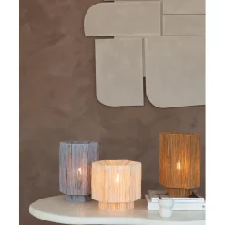 Good & Mojo Lampe de table raphia Panama ronde octogonale gris