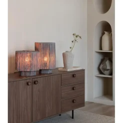 Good & Mojo Lampe de table raphia Panama ronde octogonale gris