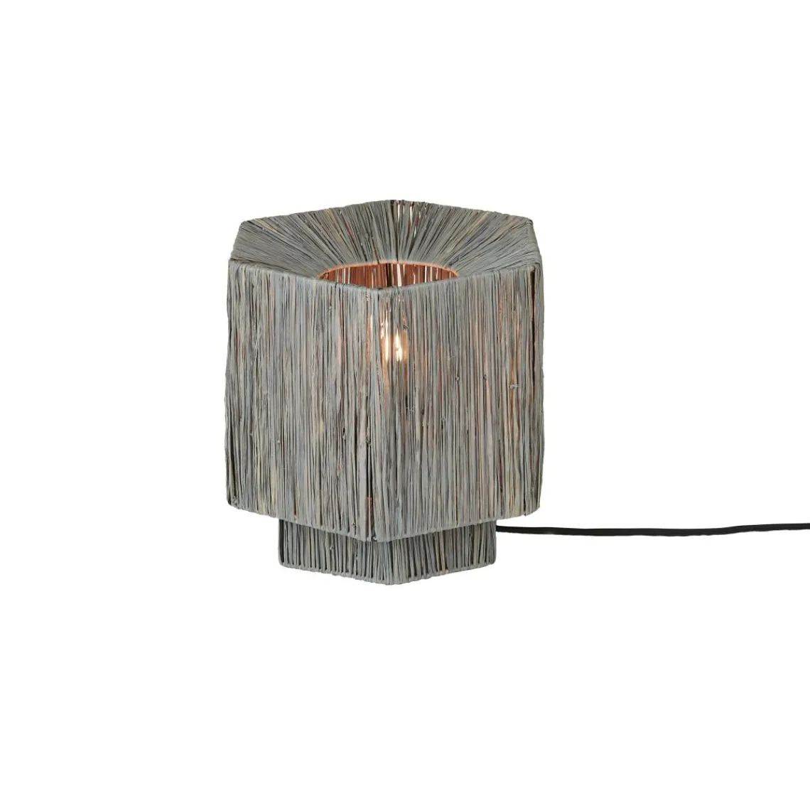 Good & Mojo Lampe de table raphia Panama ronde octogonale gris Outlet