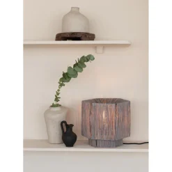 Good & Mojo Lampe de table raphia Panama ronde octogonale gris Outlet