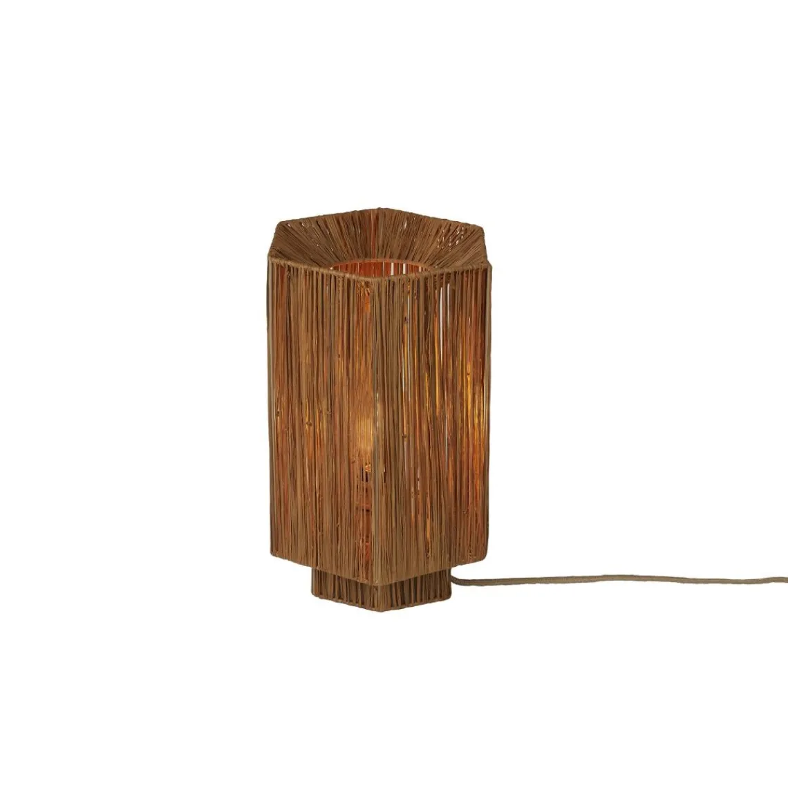 Good & Mojo Lampe de table raphia Panama ronde octogonale marron New