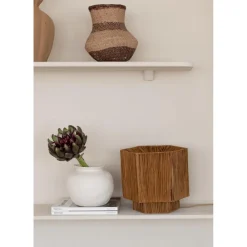 Good & Mojo Lampe de table raphia Panama ronde-octogonale marron Outlet