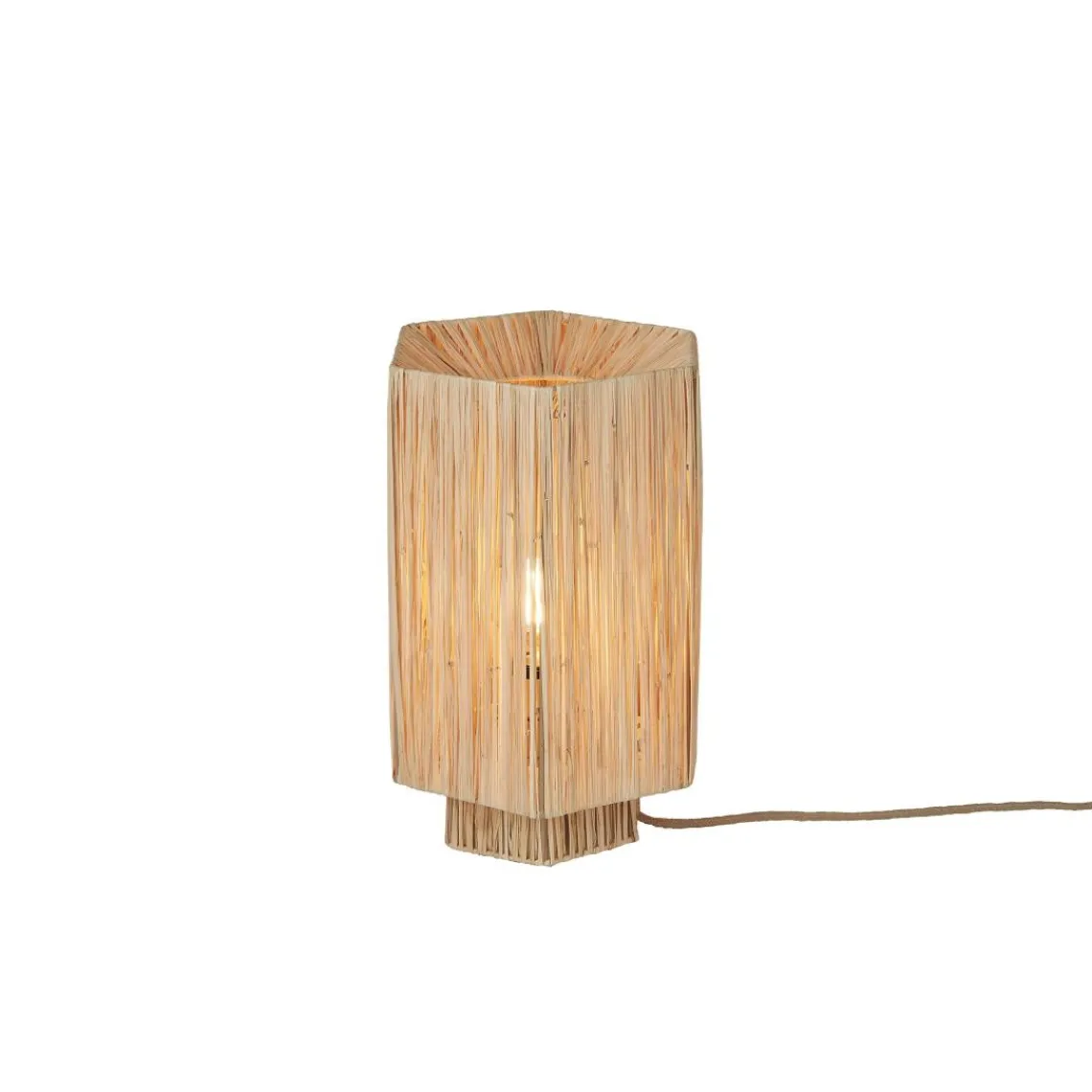 Good & Mojo Lampe de table raphia Panama ronde octogonale naturel Outlet