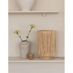 Good & Mojo Lampe de table raphia Panama ronde octogonale naturel Outlet