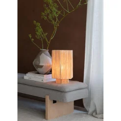 Good & Mojo Lampe de table raphia Panama ronde octogonale naturel Outlet