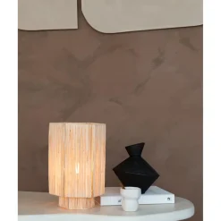 Good & Mojo Lampe de table raphia Panama ronde octogonale naturel Outlet