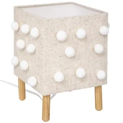 3S. x Home Lampe pompons beige lin New