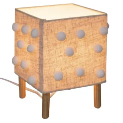 3S. x Home Lampe pompons beige lin New