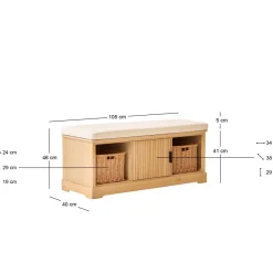 3S. x Home Le Banc CHIBA 1 porte et 2 rangements au style scandinave New