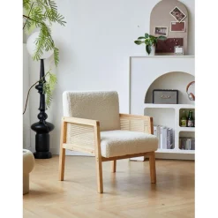 3S. x Home Le fauteuil de salon BORGO avec design scandinave Blanc New