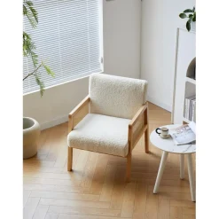 3S. x Home Le fauteuil de salon BORGO avec design scandinave Blanc New