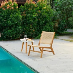 3S. x Home Le fauteuil intérieur extérieur en acacia massif AGUILARES style scandinave marron Outlet