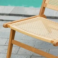 3S. x Home Le fauteuil intérieur extérieur en acacia massif AGUILARES style scandinave marron Outlet