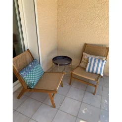 3S. x Home Le fauteuil intérieur extérieur en acacia massif AGUILARES style scandinave marron Outlet