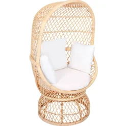 3S. x Home Le Fauteuil MANADO design scandinave épuré assise en rotin naturel et tissu etanche Hot