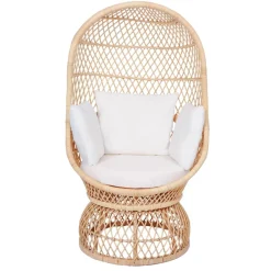 3S. x Home Le Fauteuil MANADO design scandinave épuré assise en rotin naturel et tissu etanche Hot
