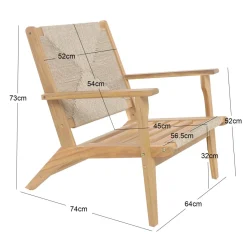 3S. x Home Le fauteuil VALDIVIA design scandinave en acacia massif et en corde esthétique intemporel Hot